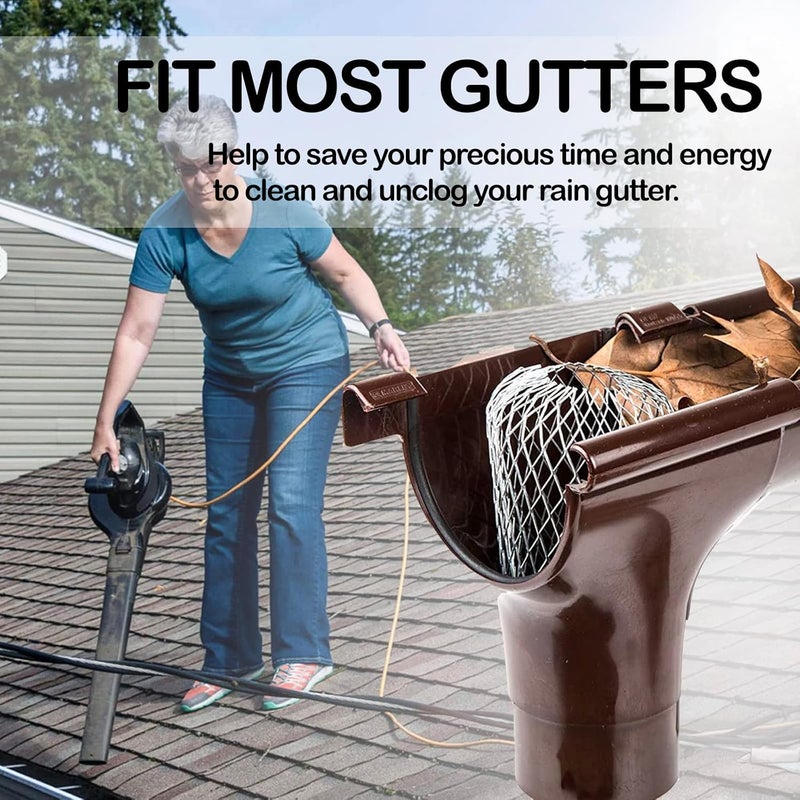 FEIFAN Fuvtory 8 Pack Gutter Guards, Gutter Downspout Guard, Expand Aluminum Gutter Guard Strainer Filter, Gutter Downspout Protectors, Stops Blockage Leaves Debris (3.5 Inch) - Image 2